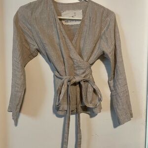 NotPerfectLinen Beige Wrap Top